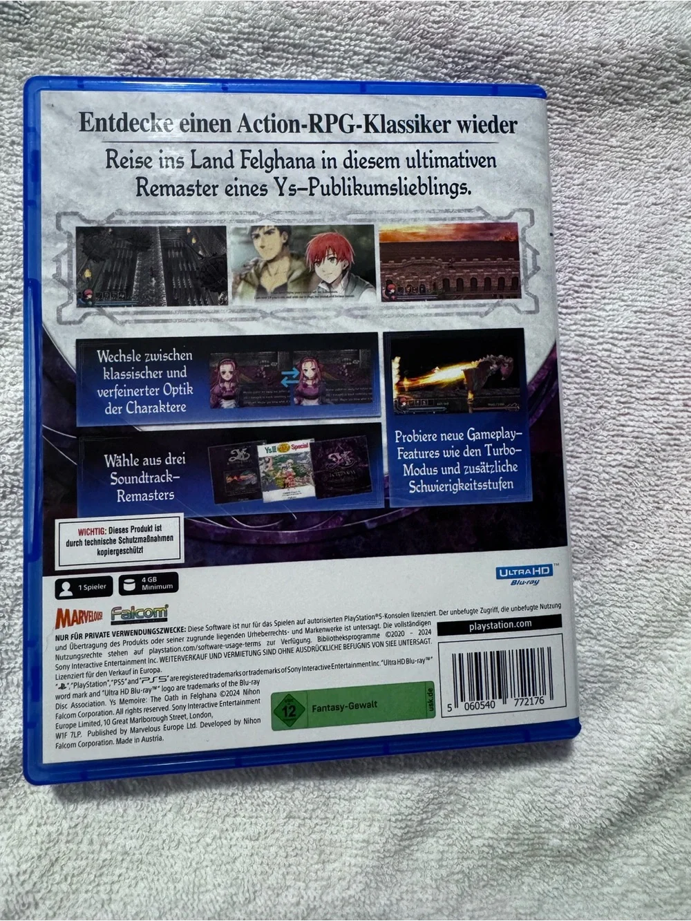 PS5 Ys Memoire: The Oath in Felghana - Blue Game Case GERMAN EDTION